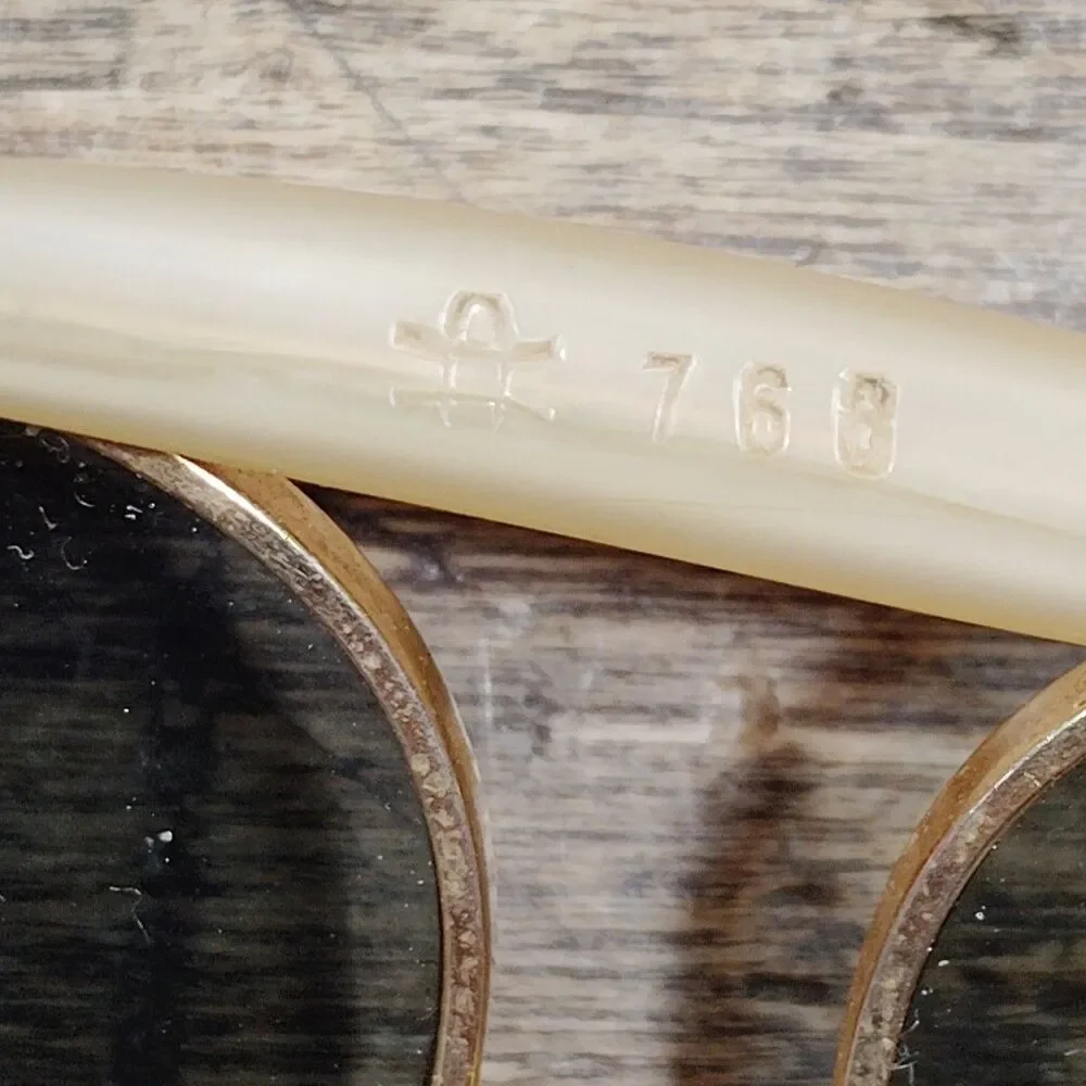 Vintage Tasco Aviator Shades Sunglasses & Case Japan Gold Frame